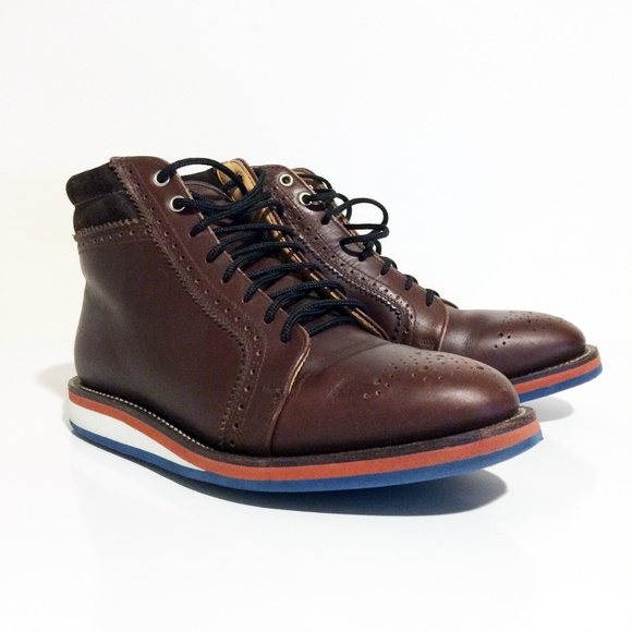 Thom Browne High Top Brogue Brown Leather Boots 7 - Picture 3 of 13
